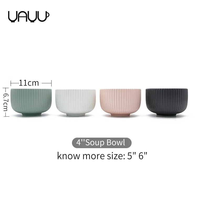 Household used multi-colored striped round 4.5 inch bulk cheap ceramic rice bowl for gift.jpg