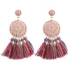 Europe Style Retro Ethnic Personality Wool Woven Round Tassel Earrings Fashion Statement Long Handmade Jewelry For Women Girls
