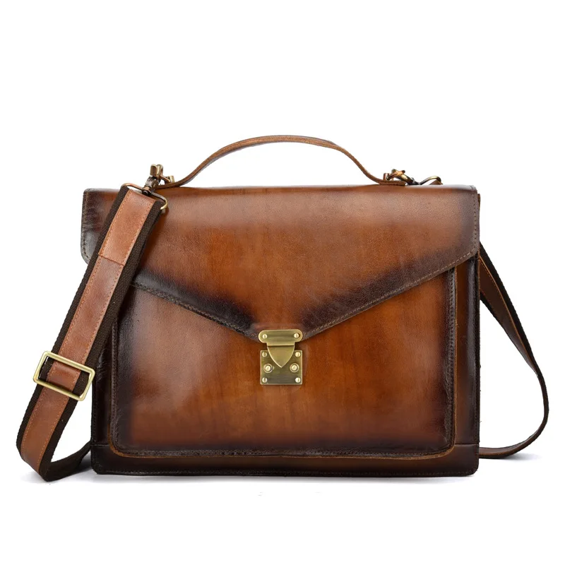

Crazy horse man bags genuine leather messenger bags men leather laptop bag lock for briefcases