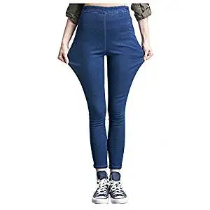 Women Jeans - SODIAL(R)Woman's Fashion Leggings Summer Autumn High Waist Elastic plus Size women Skinny jeans denim pants(dark blue,XL/US-6)