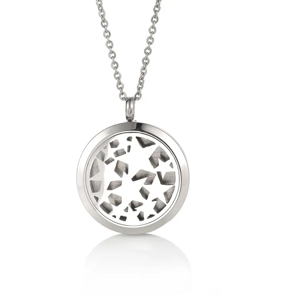 

Wholesale 30 mm Stainless steel Hope star aromatherapy diffuser Pendant Necklace
