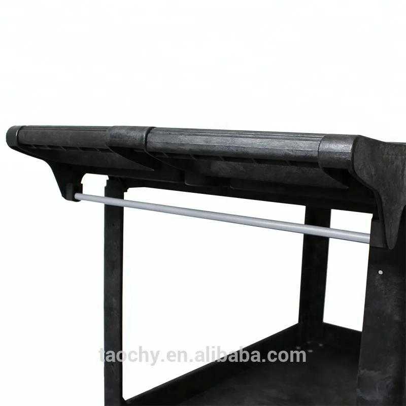 
3 tray plastic service cart Heavy Duty utility cart 