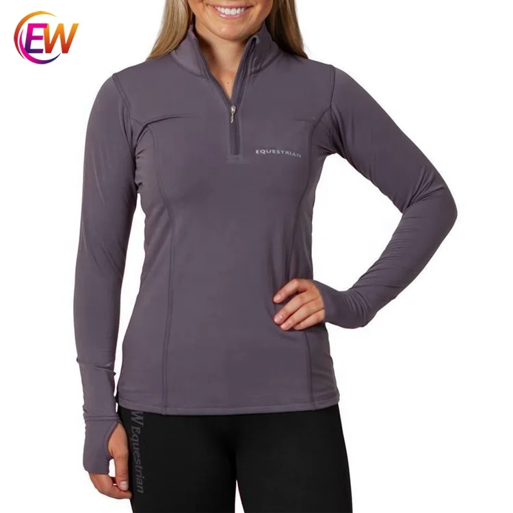 

High Quality Ladies Equestrian Tops Horse Racing Riding Long Sleeve Polo Shirt, Customized color