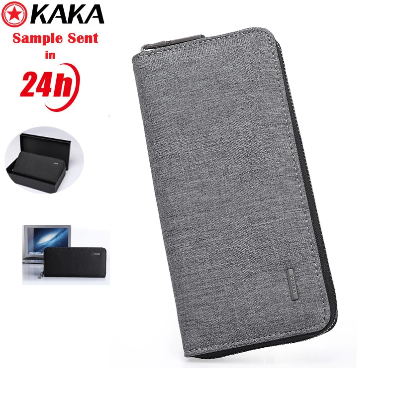 

2019 hot sell promotion fashion business purse passport credit card casual men's bag long black plaid wallet, Black,grey