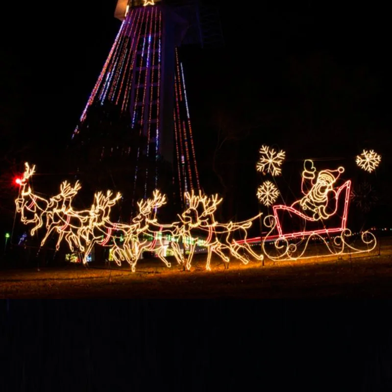 2d Rope Light Santa Reindeer Animated Led Christmas Lights Rooftop