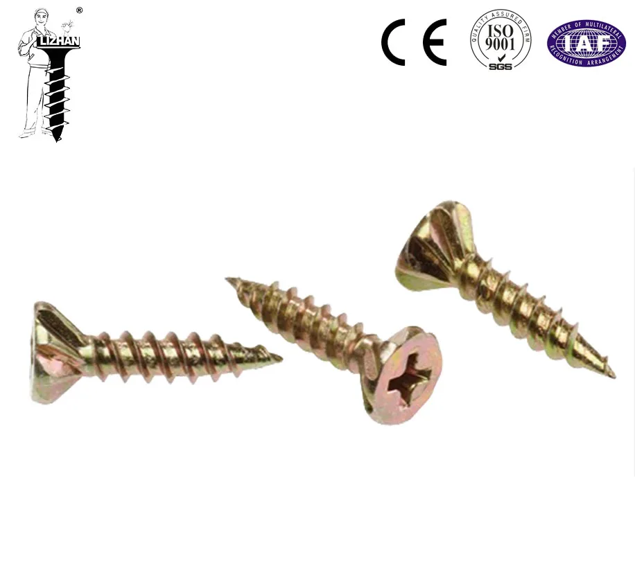 
chipboard screw yellow zinc plated double head 