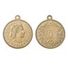 Wholesale fashion bangle bracelet coin charms custom metal brass coin charm for DIY jewelry