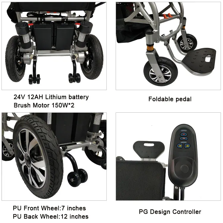 Handicapped Folding Portable Electric Wheelchair with Lithium Battery