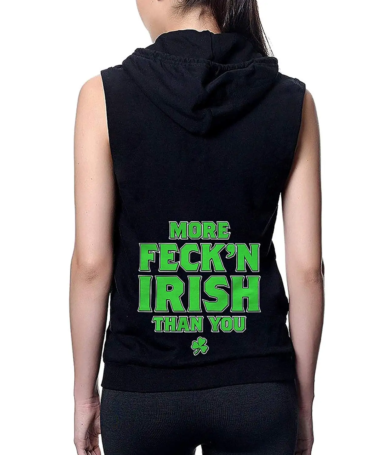 Interstate Apparel Mens Irish Dabbing Leprechaun Sleeveless Zipper Hoodie