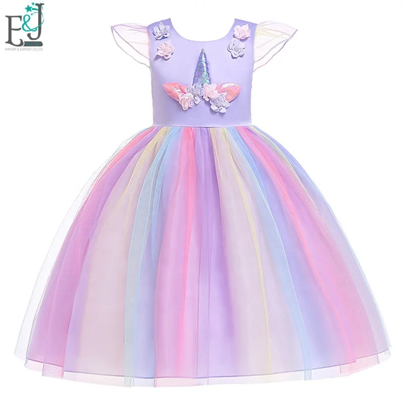 2019 Latest Unicorn Girls Dresses Birthday Present Party Frock Design ...
