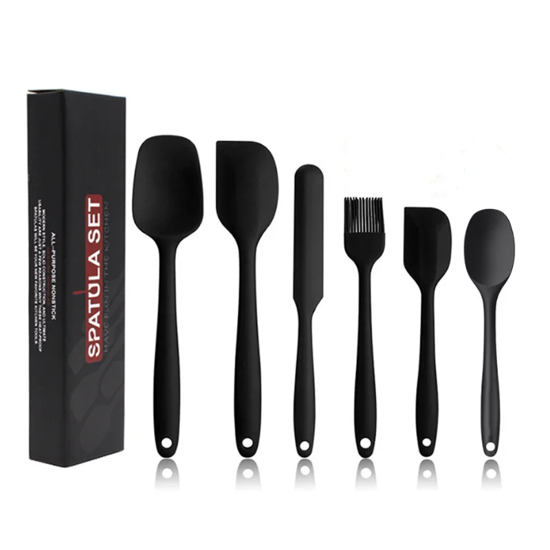 

Heat-Resistant Spatula Kitchen Utensils Set of 6 Silicone Kitchenware Tools for Cooking, Baking, Black,red,custom