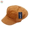 Custom octagonal cabbie cap suede short brim womens cold whether solid newsboy hat cap
