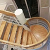 modern hotel lobby steel structure stringer wood step curved arc staircase design made in China factory