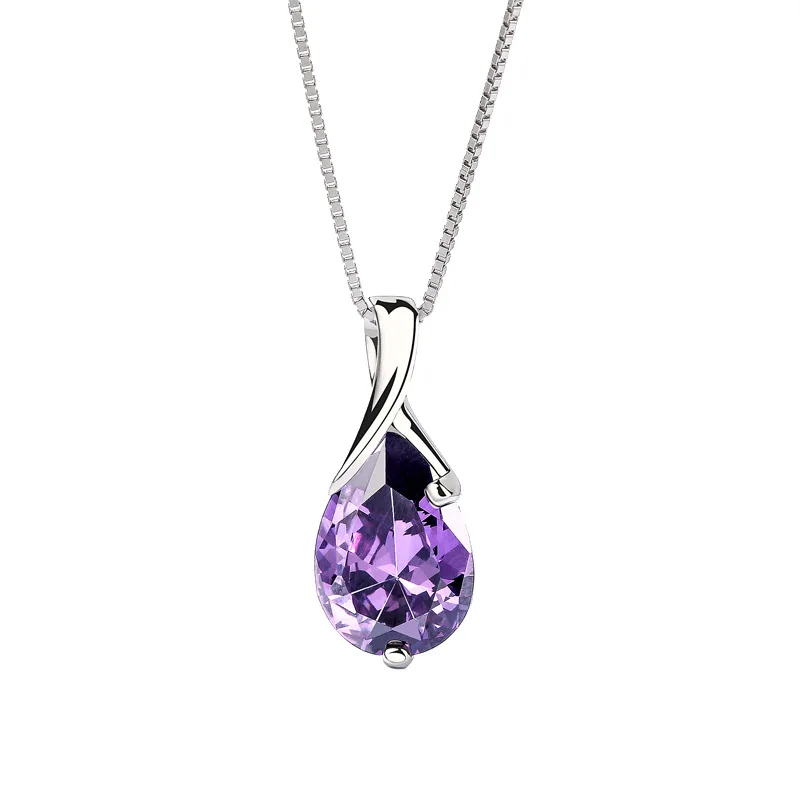 

925 sterling silver amethyst angel tears pendant jewellery necklace for women