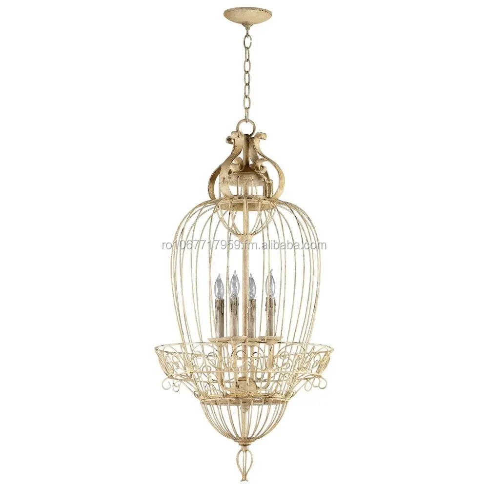 Vintage Foyer Antique White Bird Cage 4 Light Chandelier Buy