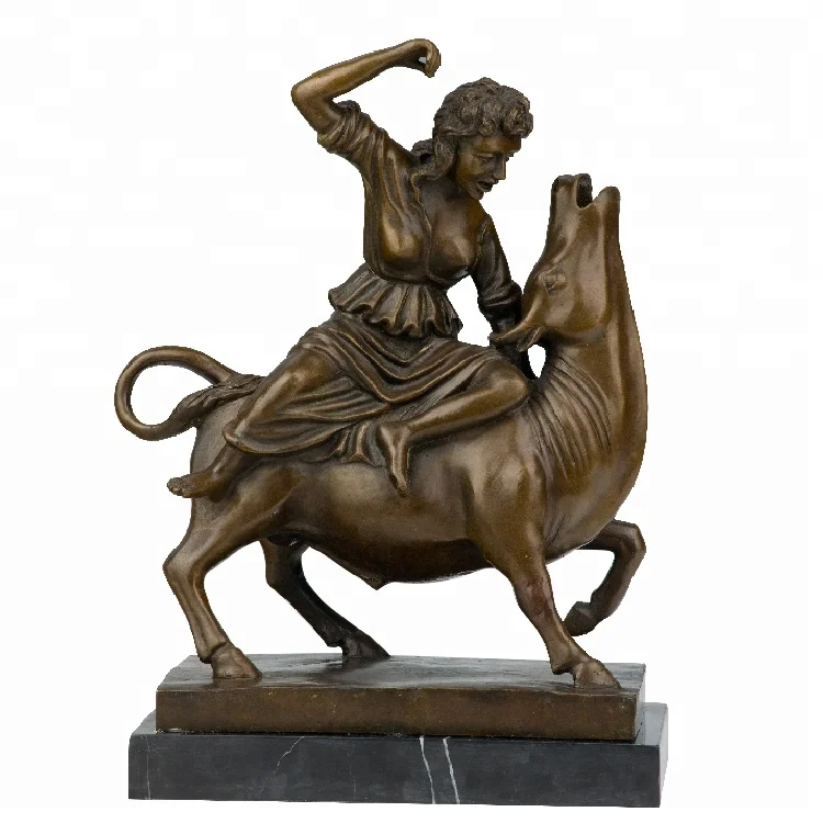 

ArtsHom DS-027 Famous Europa and Bull OX Statues bronze sculpture ancient greek god and goddess mythology statue for home decor, As picture or custom make