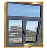 American Oak Heat Transfer Printed Wood Grain Aluminum Casement Windows Tinted Tempered Glass Window