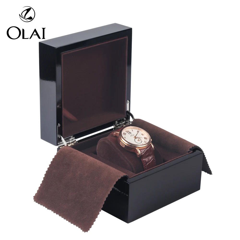 

New Design Luxury Glossy Lacquer Watch Packaging Box Watch Box Custom Logo, Black