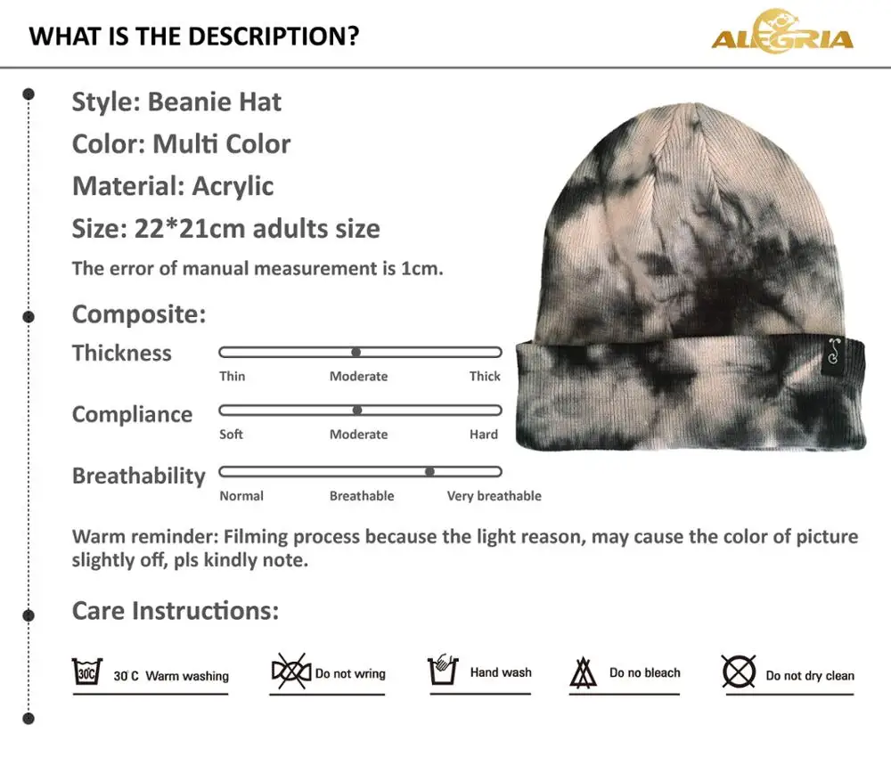 Fabric Tie Dye Knitted Beanie Hat, Custom Sublimation Tie Dye Beanie