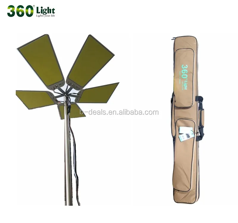 360 Light Factory Offer Telescopic 5m Height Led Light Pole Camping Fan