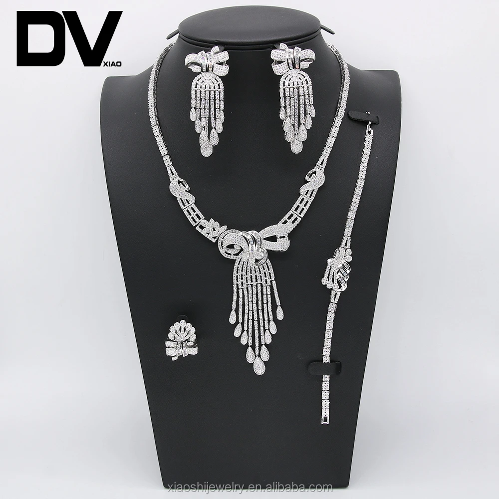 

Fashionable high-grade bride wedding banquet jewelry set inlay AAA+zircon bowknot shape jewelry