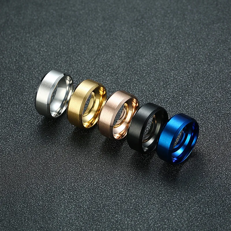 

Couples 8mm Wedding Bands custom ring stainless steel rings for man or woman, Blue, gold, rose gold, steel, black