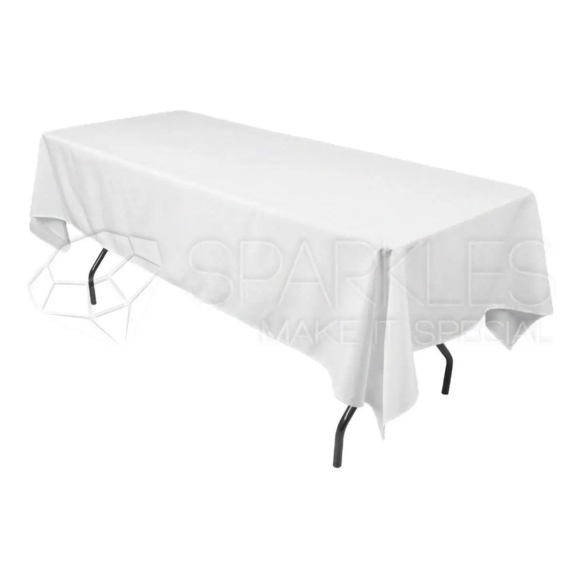 Sparkles Make It Special 10-pcs 60" x 102" inch Rectangular Polyester Cloth Fabric Linen Tablecloth - Wedding Reception Restaurant Banquet Party - Machine Washable - White