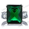 Silver Large Green stone Cocktail gay men's Ring