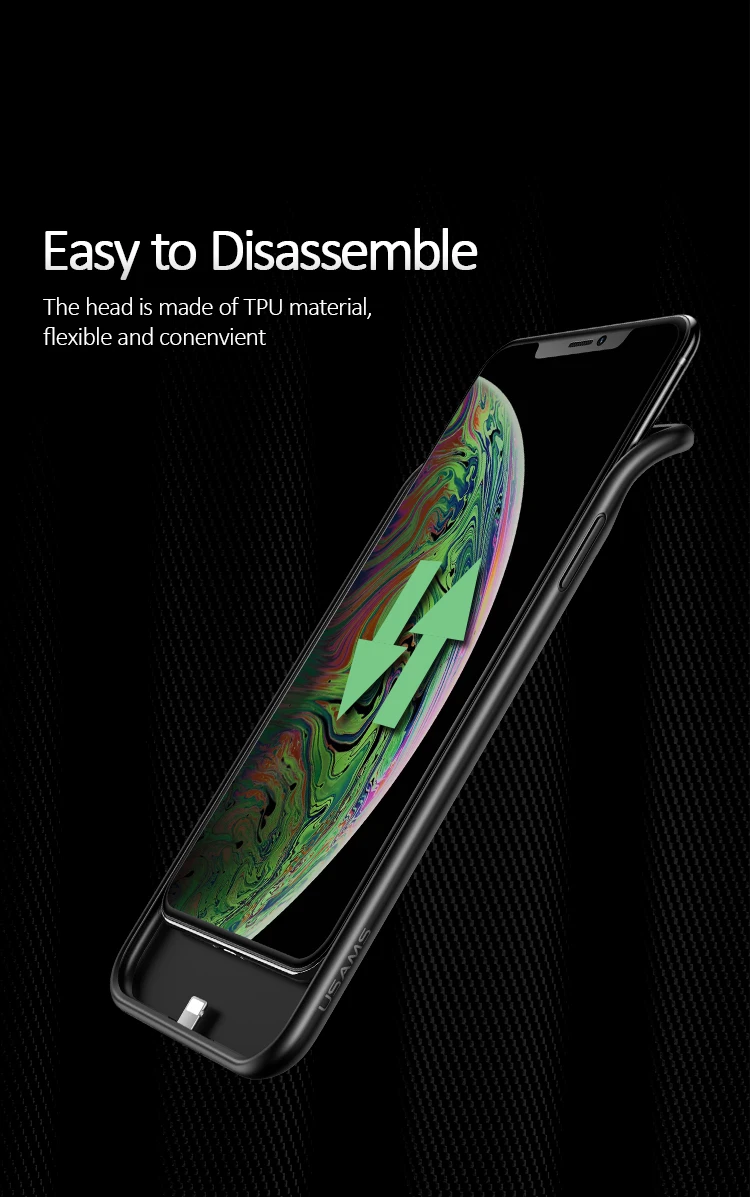 USAMS US-CD69 ROHS portable charger mini mobile Battery 4000mah bank station power Phone Case For IPHONE X