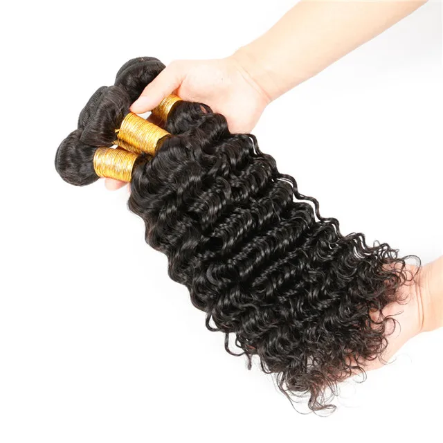 

12A virgin unprocessed hair top grade virgin deep wave brazilian human hair bundles free sample, Natural color;other colors are available