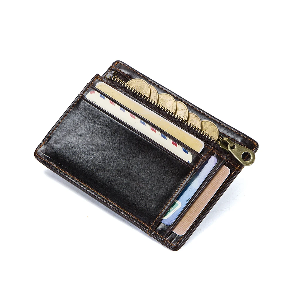 

Hot Minimalist Custom Leather Men Slim Credit Card Holder, Dard coffee