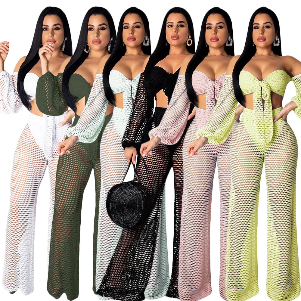 strapless lantern sleeve wide leg jumpsuit