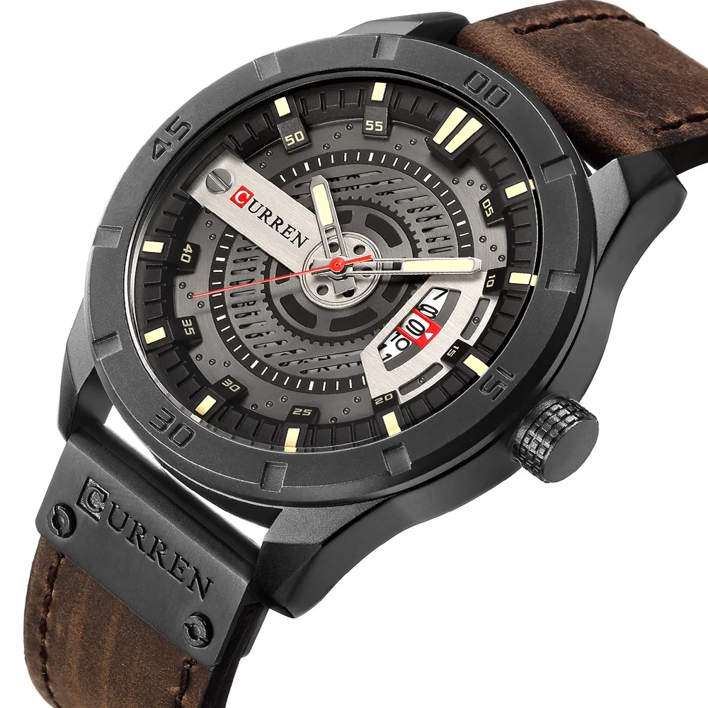 

CURREN 8301 Luxury Brand Watches Men Wrist Military Sports Quartz Date Clock Man Casual Leather Wrist Watch Digital, 5-color