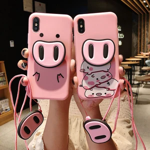 3D Cartoon Cute Nose Pop Socket Phone Holder Lanyard