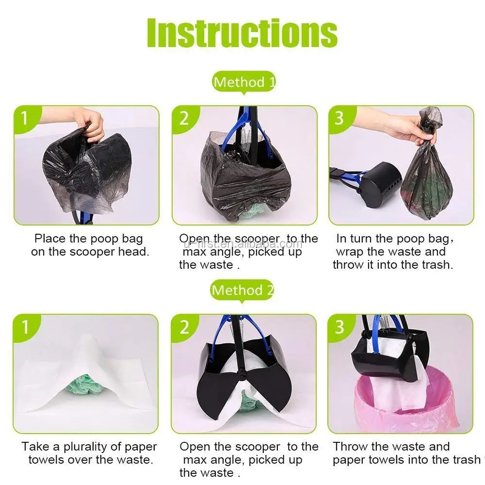 Pet Pooper Scooper,Foldable Long Handle Pet Waste Scoop,Great In Grass