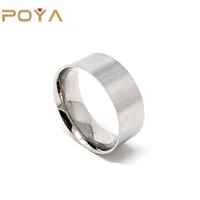 

POYA Jewelry 8mm Brushed Comfort Fit Titanium Ring Blank for Inlay