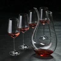 

Luxury Gift Box Set 1 Piece Wine Decanter 4 Piece Glass Goblets Crystal Red Wine Glassware Set of 5