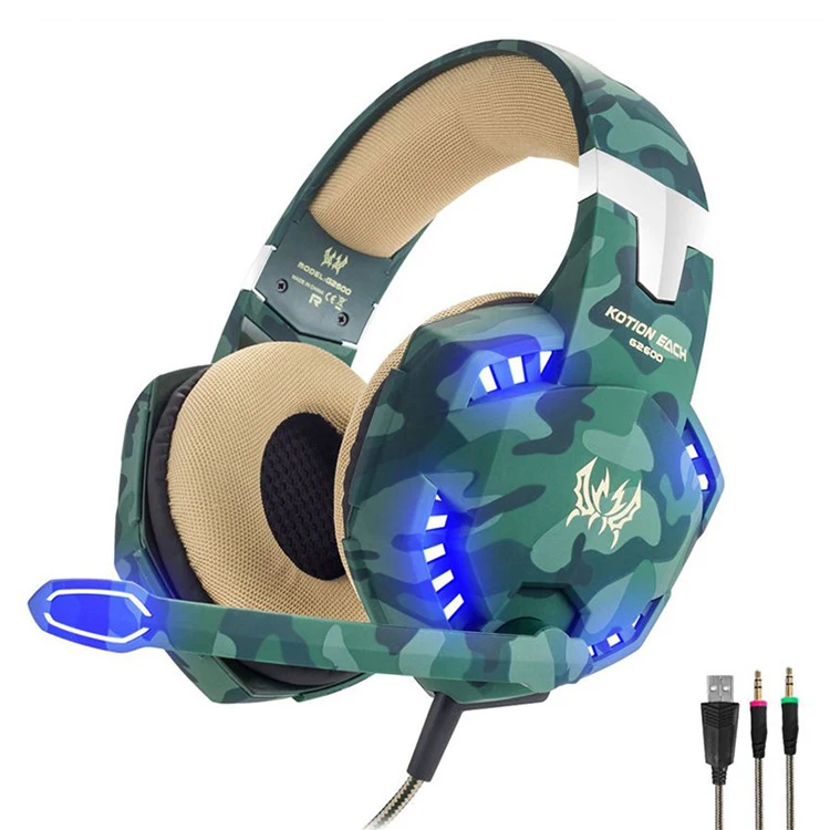 

Kotion Each Computer Stereo G2600 Gamimg Headphone Over-ear Headset with MIC Stereo Bass LED Light Wired Game Headphone