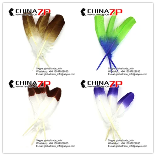 
CHINAZP Factory Cheap Wholesale Feather Size from 30cm to 35cm Dyed Blue Half Dipped Bicolourable Turkey Rounds Wing Feathers 