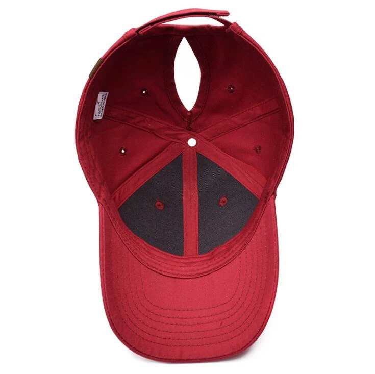 Womens Ponytail Hat Cotton 6 Panel Golf Baseball Cap Custom High