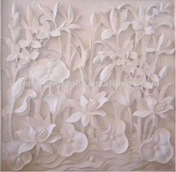 
Stone Wall Relief Carving Lotus Ornament 