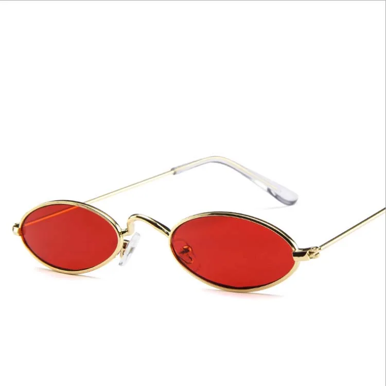 

Cheap Small Oval Fashion Vintage Mirror Sunglasses Retro Metal Frame Gold Summer Promotional Sunglasses, As the picture shows
