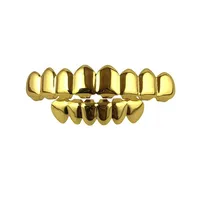 

Hiphop Gold Teeth Grillz Set Top & Bottom Grills Dental Mouth Punk Teeth Caps Cosplay Party Halloween Jewelry