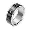 2019 Trendy Religious Jewelry High Polish Steel Ring Men Black Rotatable Bible Lord's Prayer Scriptures Cross Ring