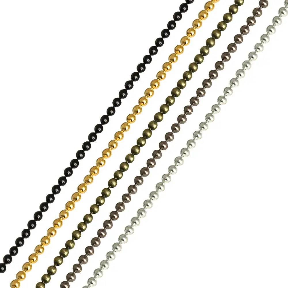 

Wholesale Chain 10m/lot Metal Ball Bead Chains Bulk for Bracelet Necklace Jewelry, Gold;red copper;rhodium;silver;black;gunblack;antique bronze