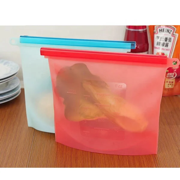

JUNYUAN Home Preservation Bags Reusable Container Silicone Food Storage Bag, Red,sky blue,green,gray