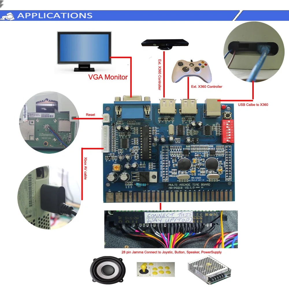 

Dual Arcade Game XBOX 360 to Jamma timer Control board