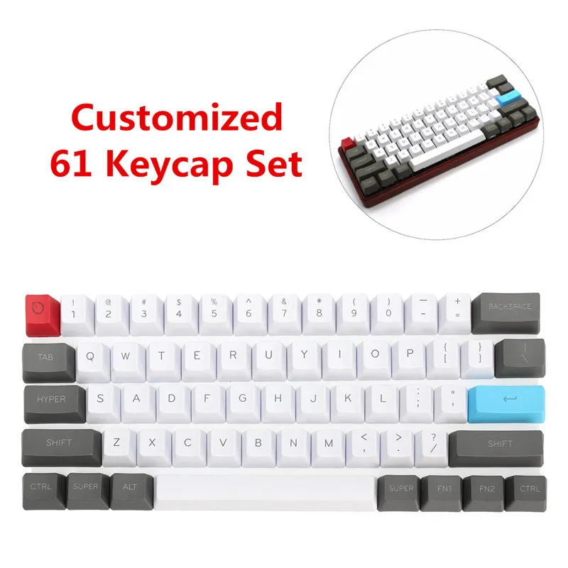 Keycap 61 ANSI Keyset OEM Profile Thick PBT Keycap Set For Mechanical Gaming Keyboard Office Keyboard