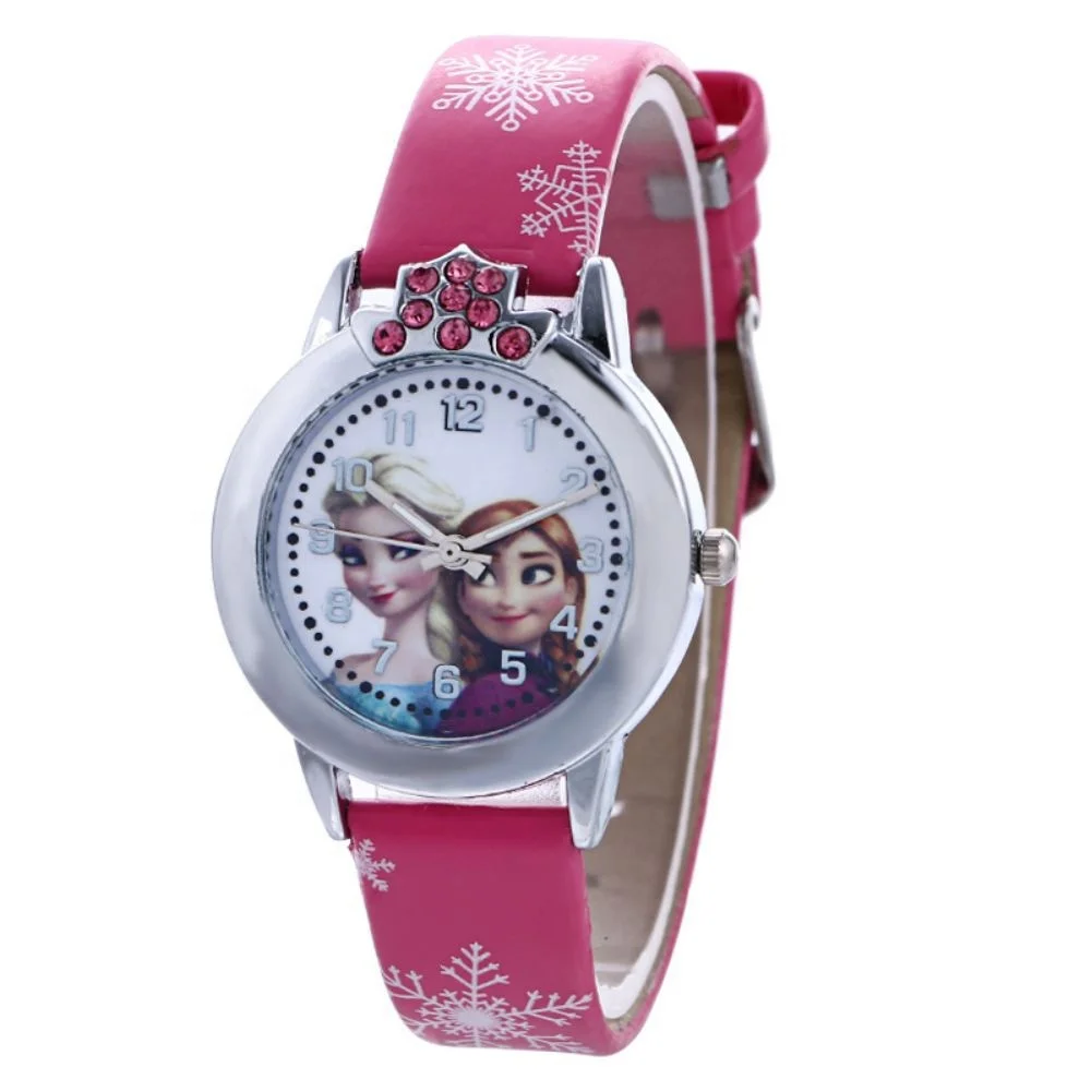 

2019 New Cartoon Children Watch Princess Elsa Anna Watches Fashion Girl Cute Leather Quartz Wristwatch LW048