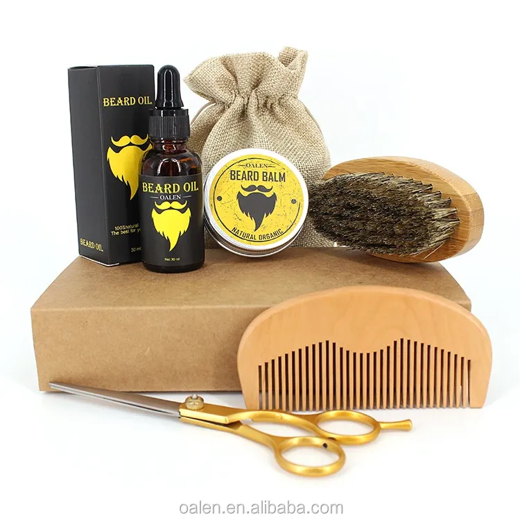 

Private Label Beard Set With Brush Comb Oil Balm Barber Scissors For Men, N/a